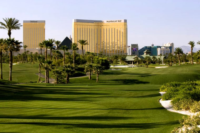 The High Roller Golf Package includes two nights at Mandalay Bay Resort and two rounds of golf. The courses include Bali Hai Golf Club (pictured) and Royal Links Golf Club. Cost is $599 during the week and $699 on the weekend. 
